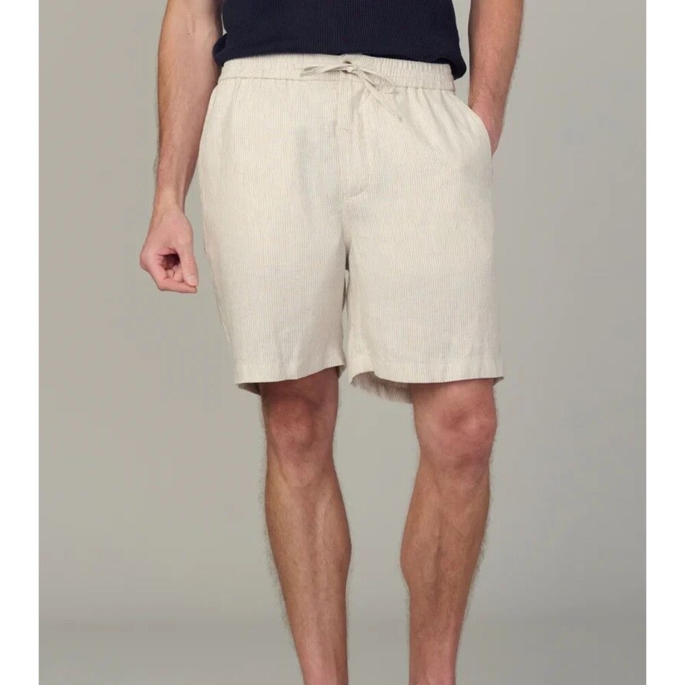 JOES JEANS Linen Shorts Mens XL Cream Tan Stripe Drawstring CLARKSON $138